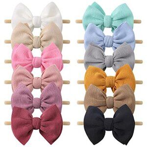 Baby Girl Headbands 12 PCS Bows Soft Nylon Hair Accessories Newborn Toddler Kids